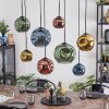 Ripoll hanging light, globe light, pendant light blue, gold, green, coppery, 8-light sources