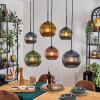 Koyoto hanging light, globe light, pendant light blue, gold, green, coppery, 6-light sources