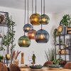 Koyoto hanging light, globe light, pendant light blue, gold, green, coppery, 6-light sources