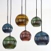 Koyoto hanging light, globe light, pendant light blue, gold, green, coppery, 6-light sources
