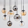 Gastor hanging light, globe light, pendant light Amber, chrome, clear, Smoke-coloured, 8-light sources