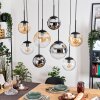 Gastor hanging light, globe light, pendant light Amber, chrome, clear, Smoke-coloured, 8-light sources
