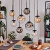 Gastor hanging light, globe light, pendant light Amber, clear, Smoke-coloured, 8-light sources
