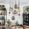 Gastor hanging light, globe light, pendant light Amber, clear, Smoke-coloured, 8-light sources