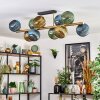 Koyoto ceiling light, globe light gold, black, 10-light sources