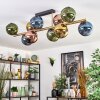 Koyoto ceiling light, globe light gold, black, 10-light sources