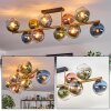 Koyoto ceiling light, globe light gold, black, 10-light sources