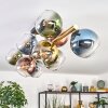 Koyoto ceiling light, globe light gold, black, 10-light sources