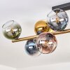 Koyoto ceiling light, globe light gold, black, 10-light sources