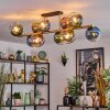 Koyoto ceiling light, globe light gold, black, 10-light sources