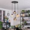Ripoll hanging light, globe light, pendant light Amber, clear, Smoke-coloured, 4-light sources