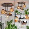 Koyoto ceiling light, globe light 37 cm Amber, chrome, clear, Smoke-coloured, 5-light sources