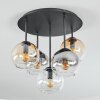Koyoto ceiling light, globe light 37 cm Amber, clear, Smoke-coloured, 5-light sources