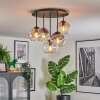 Koyoto ceiling light, globe light 37 cm Amber, clear, Smoke-coloured, 5-light sources