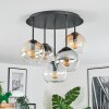 Koyoto ceiling light, globe light 37 cm Amber, clear, Smoke-coloured, 5-light sources