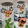 Ripoll ceiling light, globe light blue, gold, coppery, 5-light sources