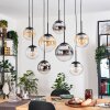 Gastor hanging light, globe light, pendant light Amber, chrome, clear, Smoke-coloured, 8-light sources