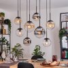 Gastor hanging light, globe light, pendant light Amber, chrome, clear, Smoke-coloured, 8-light sources