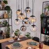 Gastor hanging light, globe light, pendant light Amber, chrome, clear, Smoke-coloured, 8-light sources
