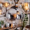 Gastor hanging light, globe light, pendant light Amber, chrome, clear, Smoke-coloured, 8-light sources