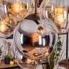 Gastor hanging light, globe light, pendant light Amber, chrome, clear, Smoke-coloured, 8-light sources