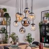 Gastor hanging light, globe light, pendant light Amber, chrome, clear, Smoke-coloured, 8-light sources