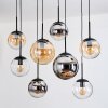 Gastor hanging light, globe light, pendant light Amber, chrome, clear, Smoke-coloured, 8-light sources