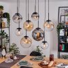 Gastor hanging light, globe light, pendant light Amber, clear, Smoke-coloured, 8-light sources