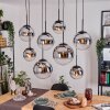 Gastor hanging light, globe light, pendant light chrome, clear, Smoke-coloured, 8-light sources