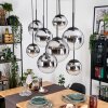 Gastor hanging light, globe light, pendant light chrome, clear, Smoke-coloured, 8-light sources
