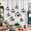 Gastor hanging light, globe light, pendant light chrome, clear, Smoke-coloured, 8-light sources