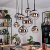 Gastor hanging light, globe light, pendant light chrome, clear, Smoke-coloured, 8-light sources