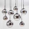Gastor hanging light, globe light, pendant light chrome, clear, Smoke-coloured, 8-light sources