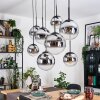 Gastor hanging light, globe light, pendant light chrome, clear, Smoke-coloured, 8-light sources