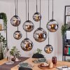 Gastor hanging light, globe light, pendant light chrome, Smoke-coloured, 8-light sources
