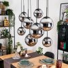 Gastor hanging light, globe light, pendant light chrome, Smoke-coloured, 8-light sources