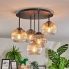 Koyoto ceiling light, globe light 45 cm Amber, clear, Smoke-coloured, 5-light sources
