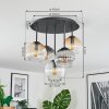 Koyoto ceiling light, globe light 45 cm Amber, clear, Smoke-coloured, 5-light sources