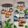 Koyoto ceiling light, globe light 45 cm blue, gold, coppery, 5-light sources