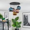 Koyoto ceiling light, globe light 45 cm blue, gold, coppery, 5-light sources