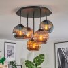 Koyoto ceiling light, globe light 45 cm blue, gold, coppery, 5-light sources