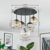 Ripoll ceiling light, globe light Amber, clear, Smoke-coloured, 5-light sources