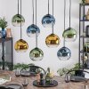 Koyoto hanging light, globe light, pendant light blue, gold, green, clear, 8-light sources