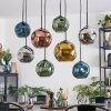 Ripoll hanging light, globe light, pendant light blue, chrome, gold, green, coppery, Smoke-coloured, 8-light sources