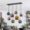 Ripoll hanging light, globe light, pendant light blue, chrome, gold, green, coppery, Smoke-coloured, 8-light sources