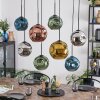 Ripoll hanging light, globe light, pendant light blue, chrome, gold, green, coppery, Smoke-coloured, 8-light sources