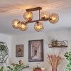 Koyoto ceiling light, globe light Amber, 6-light sources