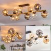 Ripoll ceiling light, globe light gold, black, 10-light sources