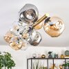 Ripoll ceiling light, globe light gold, black, 10-light sources