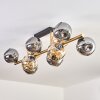 Ripoll ceiling light, globe light gold, black, 10-light sources